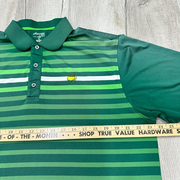 Masters Tech Golf Polo Men XL Green and White Striped Performance Shirt - Picture 5 of 8